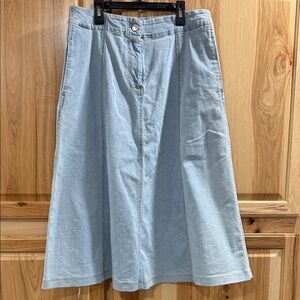 Belle Vere Anthropologie Light Blue Denim Full A-Line Cottagecore Skirt Size L